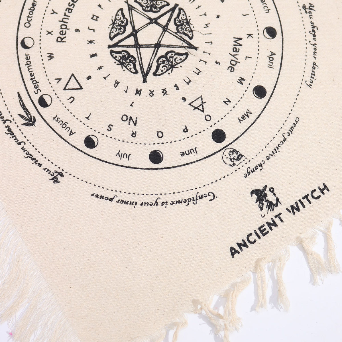 Mystic Moth Pendulum Divination Cloth - Natural & Black
