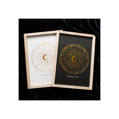 Black Astrology Wheel Framed Wall Art Print