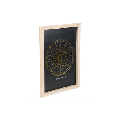 Black Astrology Wheel Framed Wall Art Print