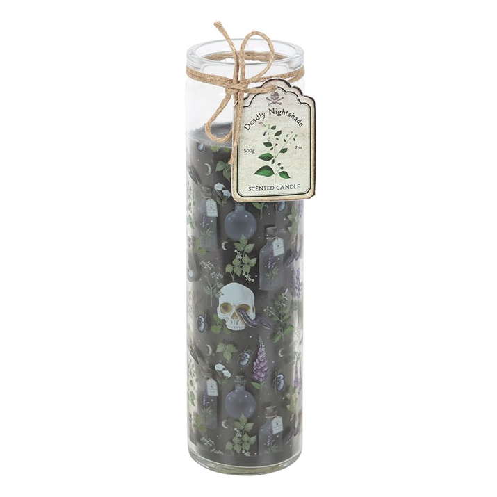 Decorative jar with floral design and label on a white background