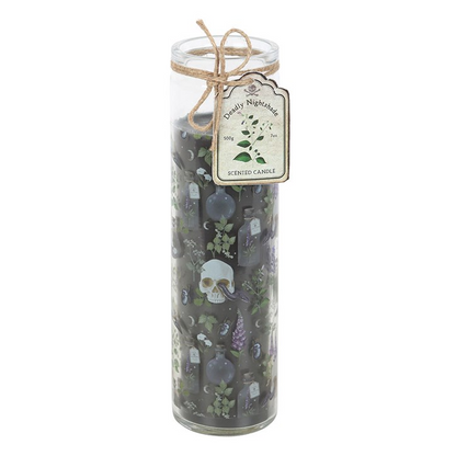 Decorative jar with floral design and label on a white background