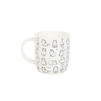 White Happy Cat Print Mug