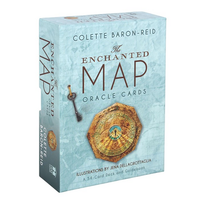 Box of 'The Enchanted Map' Oracle Cards by Colette Baron-Reid on a white background