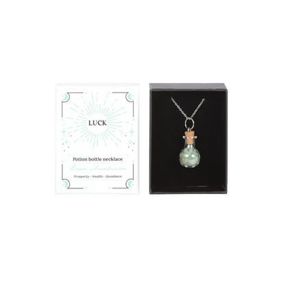 Luck Green Aventurine Crystal Chip Potion Bottle Necklace